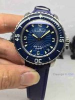 Knockoff Swiss Blancpain fifty fathoms Watch Blue Dial Blue Leather